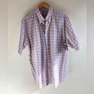 Peter Millar short sleeve button down checkered shirt men’s size XL